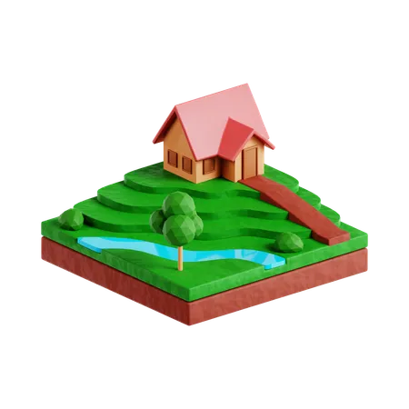 Agricultura en terrazas  3D Icon