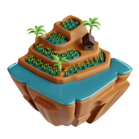 Agricultura en terrazas  3D Icon