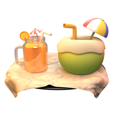 Água de coco suco de laranja  3D Icon