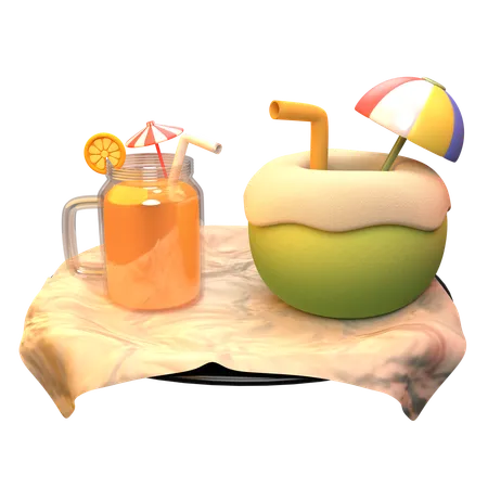 Água de coco suco de laranja  3D Icon