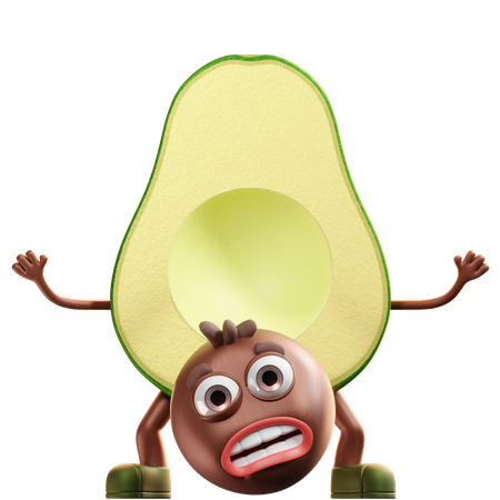 Aguacate con miedo  3D Illustration