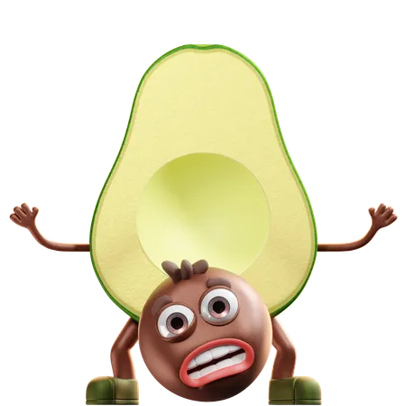 Aguacate con miedo  3D Illustration