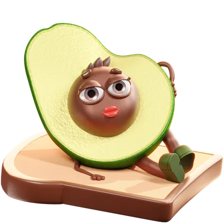 Aguacate con tostadas  3D Illustration