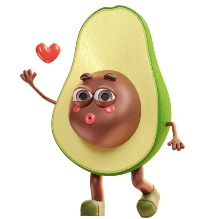 Aguacate dando beso  3D Illustration