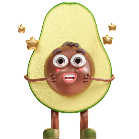 Aguacate sonrojado  3D Illustration