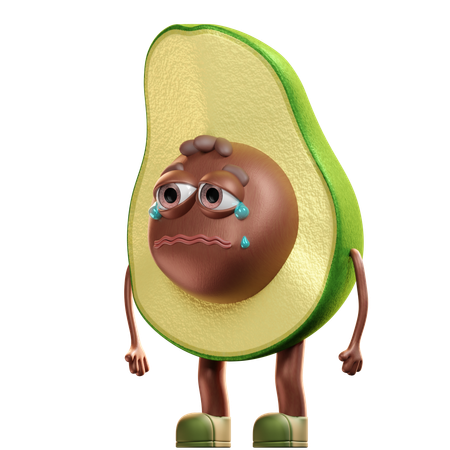 Aguacate llorando  3D Illustration