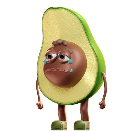 Aguacate llorando  3D Illustration