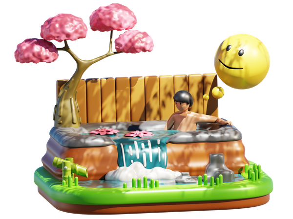 Aguas termales de verano  3D Icon