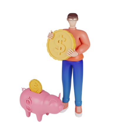 Ahorrar dinero en cuenta de ahorros  3D Illustration