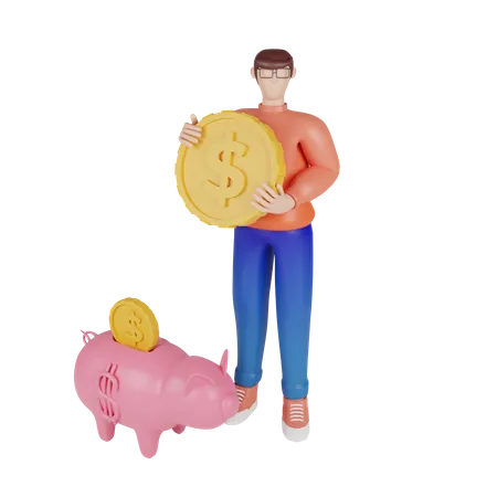 Ahorrar dinero en cuenta de ahorros  3D Illustration