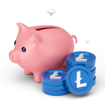 Ahorros en litecoin  3D Icon