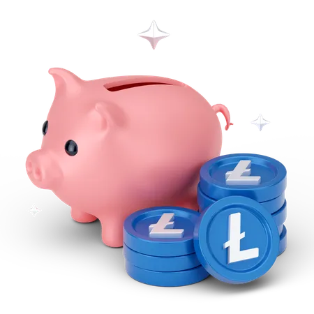 Ahorros en litecoin  3D Icon