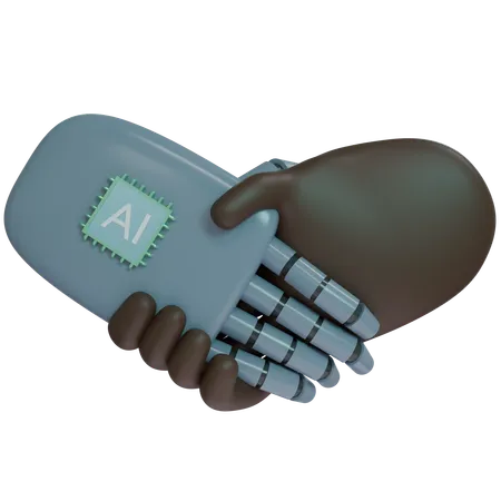 AI Hand Shake com mão humana  3D Icon