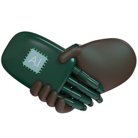 AI Hand Shake com mão humana  3D Icon