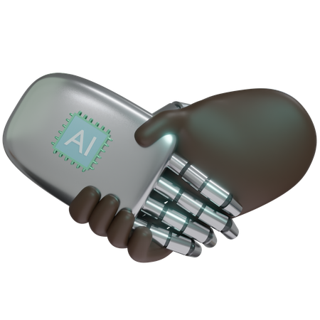 AI Hand Shake com mão humana  3D Icon