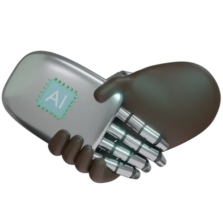 AI Hand Shake com mão humana  3D Icon