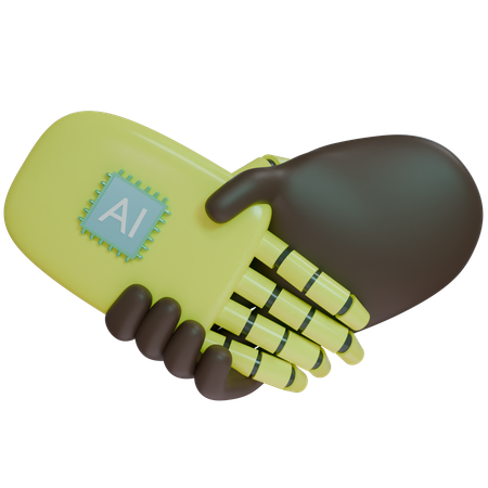 AI Hand Shake com mão humana  3D Icon