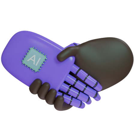 AI Hand Shake com mão humana  3D Icon