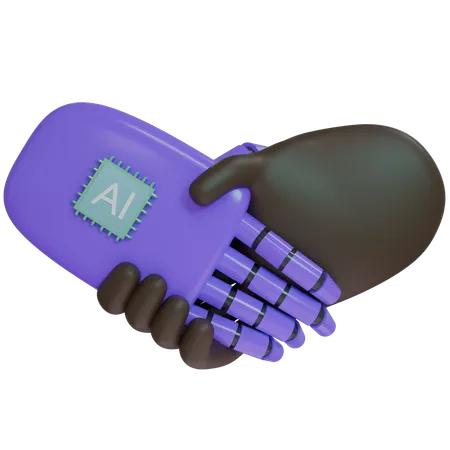 AI Hand Shake com mão humana  3D Icon