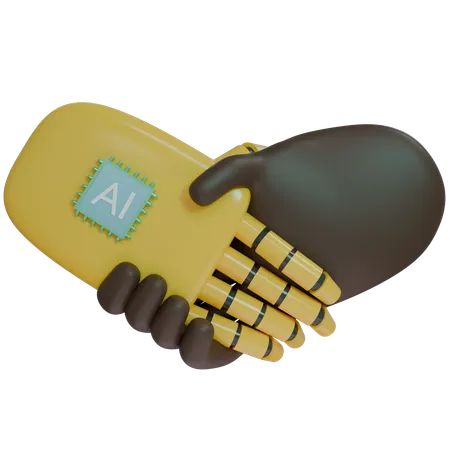 AI Hand Shake com mão humana  3D Icon