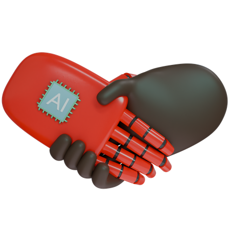 AI Hand Shake com mão humana  3D Icon