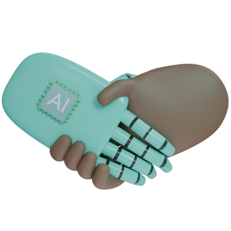 AI Hand Shake com mão humana  3D Icon