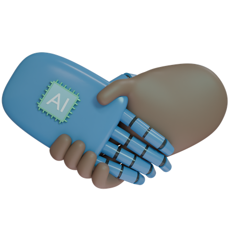 AI Hand Shake com mão humana  3D Icon