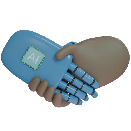 AI Hand Shake com mão humana  3D Icon