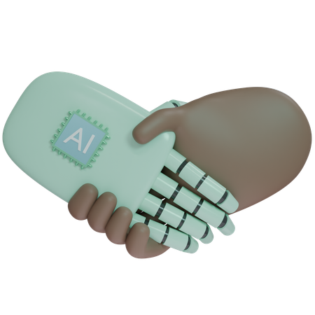 AI Hand Shake com mão humana  3D Icon