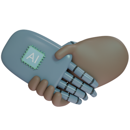 AI Hand Shake com mão humana  3D Icon