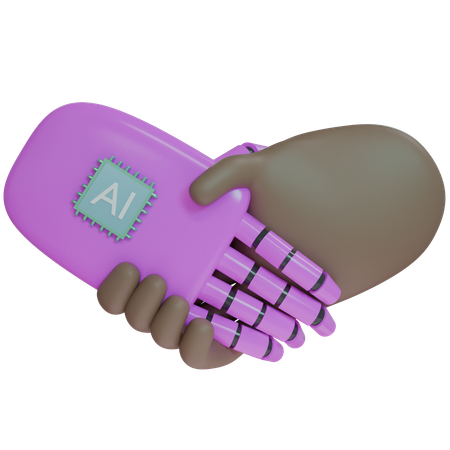 AI Hand Shake com mão humana  3D Icon