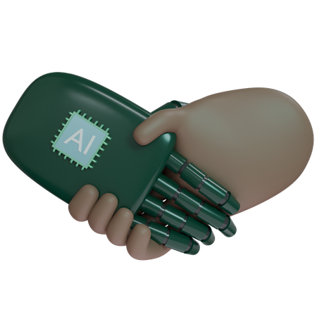 AI Hand Shake com mão humana  3D Icon