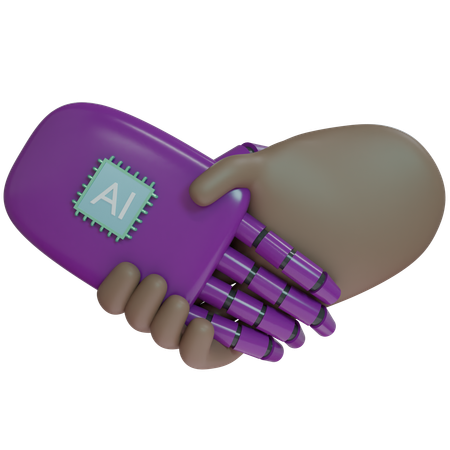 AI Hand Shake com mão humana  3D Icon
