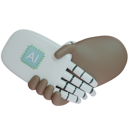 AI Hand Shake com mão humana  3D Icon