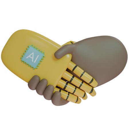 AI Hand Shake com mão humana  3D Icon