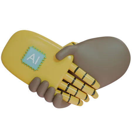 AI Hand Shake com mão humana  3D Icon