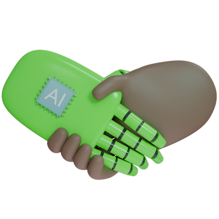 AI Hand Shake com mão humana  3D Icon