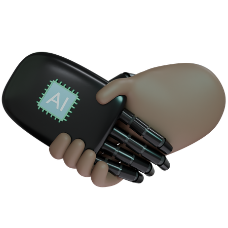 AI Hand Shake com mão humana  3D Icon