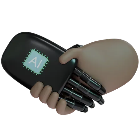 AI Hand Shake com mão humana  3D Icon