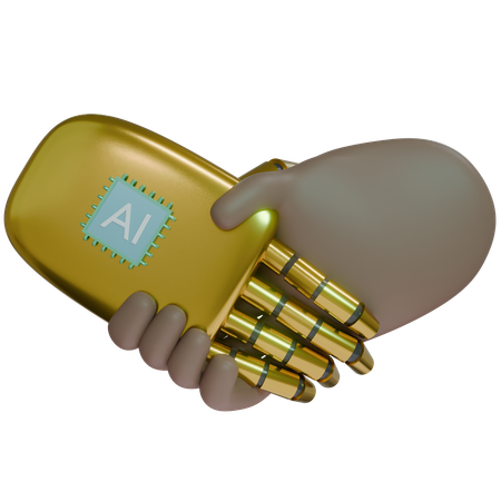 AI Hand Shake com mão humana  3D Icon