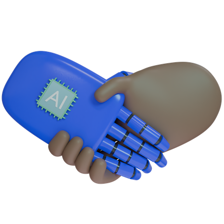 AI Hand Shake com mão humana  3D Icon