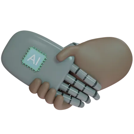 AI Hand Shake com mão humana  3D Icon