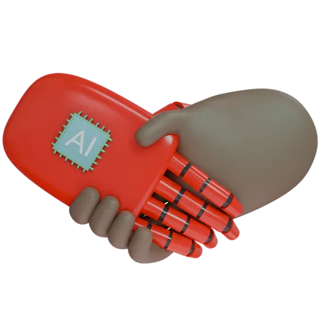 AI Hand Shake com mão humana  3D Icon