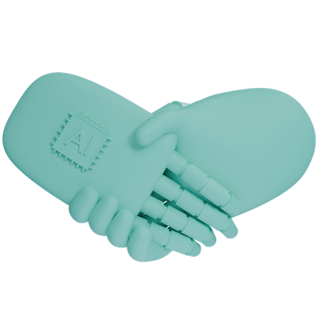 AI Hand Shake com mão humana  3D Icon