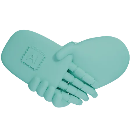 AI Hand Shake com mão humana  3D Icon