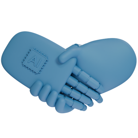 AI Hand Shake com mão humana  3D Icon