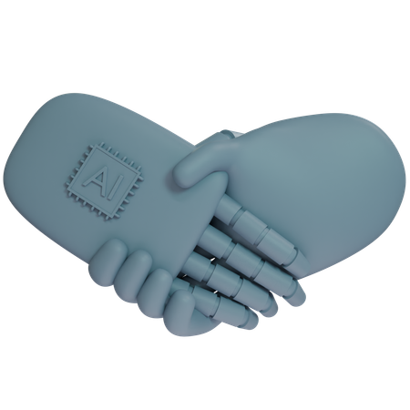 AI Hand Shake com mão humana  3D Icon