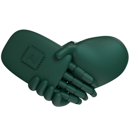 AI Hand Shake com mão humana  3D Icon