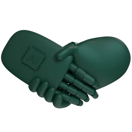 AI Hand Shake com mão humana  3D Icon