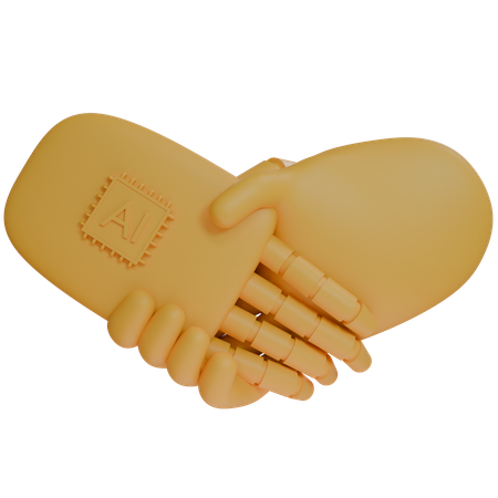 AI Hand Shake com mão humana  3D Icon